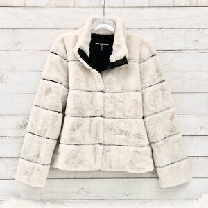 Karl Lagerfield Faux Fur Jacket • Cream • Sz L • NWT
